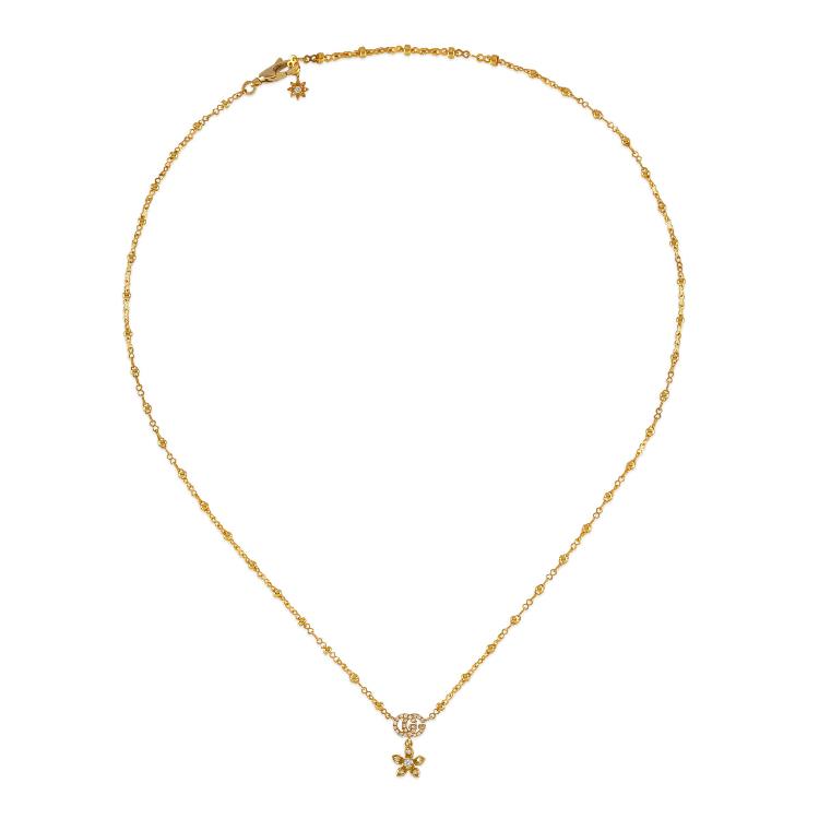 구찌 여성 목걸이 581842 J8540 8000 Gucci Flora 18k necklace with diamonds이끌라구찌