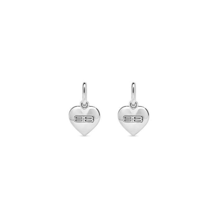 발렌시아가 여성 귀걸이 Womens Bb Icon Heart Earrings in Silver 700648TZ99S0668이끌라발렌시아가