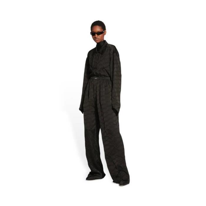 발렌시아가 여성 바지 데님 Womens Bb Monogram Pyjama Trousers in Black 659026TMO681000이끌라발렌시아가