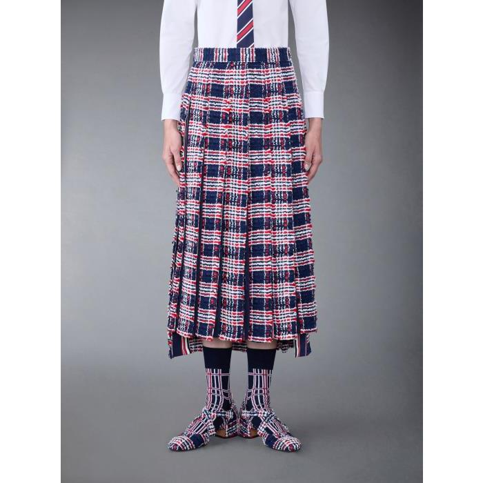 톰브라운 여성 스커트 FGC979T-F0361-960 Prince of Wales Check Frayed Chenille Tweed Pleated Skirt이끌라톰브라운