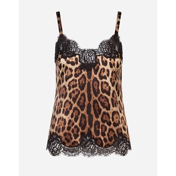 돌체앤가바나 여성 언더웨어 파자마 Leopard print satin lingerie style top with lace detailing O7A00TFSAXYHY13M이끌라돌체 앤 가바나