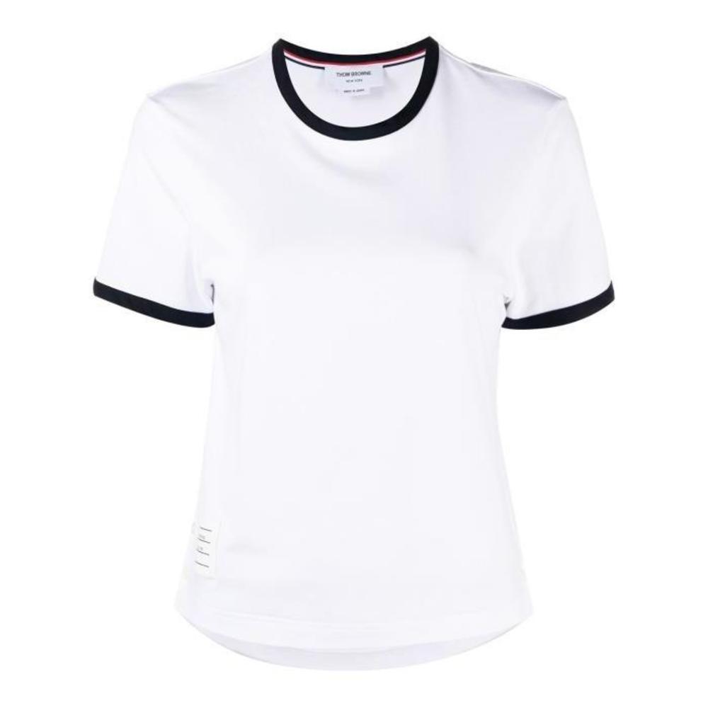 톰브라운 여성 니트웨어 비대칭 헴 반소매 티셔츠 FJS075A00042이끌라톰브라운