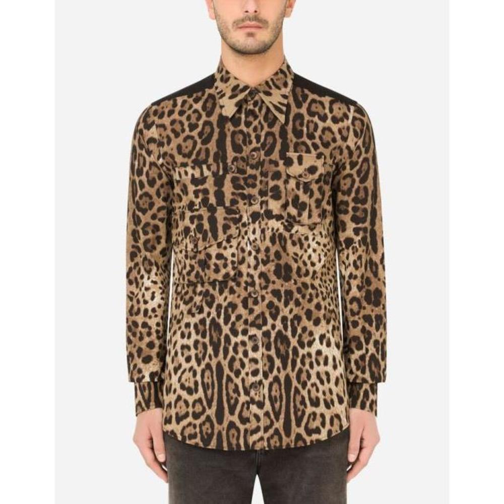 돌체앤가바나 남성 셔츠 Leopard print cotton shirt with multiple pockets G5IT1THS5E3HY13M이끌라돌체 앤 가바나