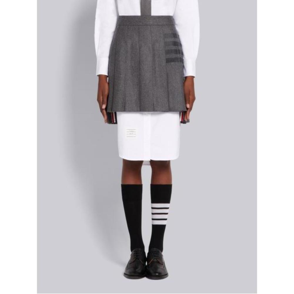 톰브라운 여성 스커트 Medium Grey Wool Cashmere Flannel Pleated 4 Bar Mini Skirt FGC402A-06393-035이끌라톰브라운