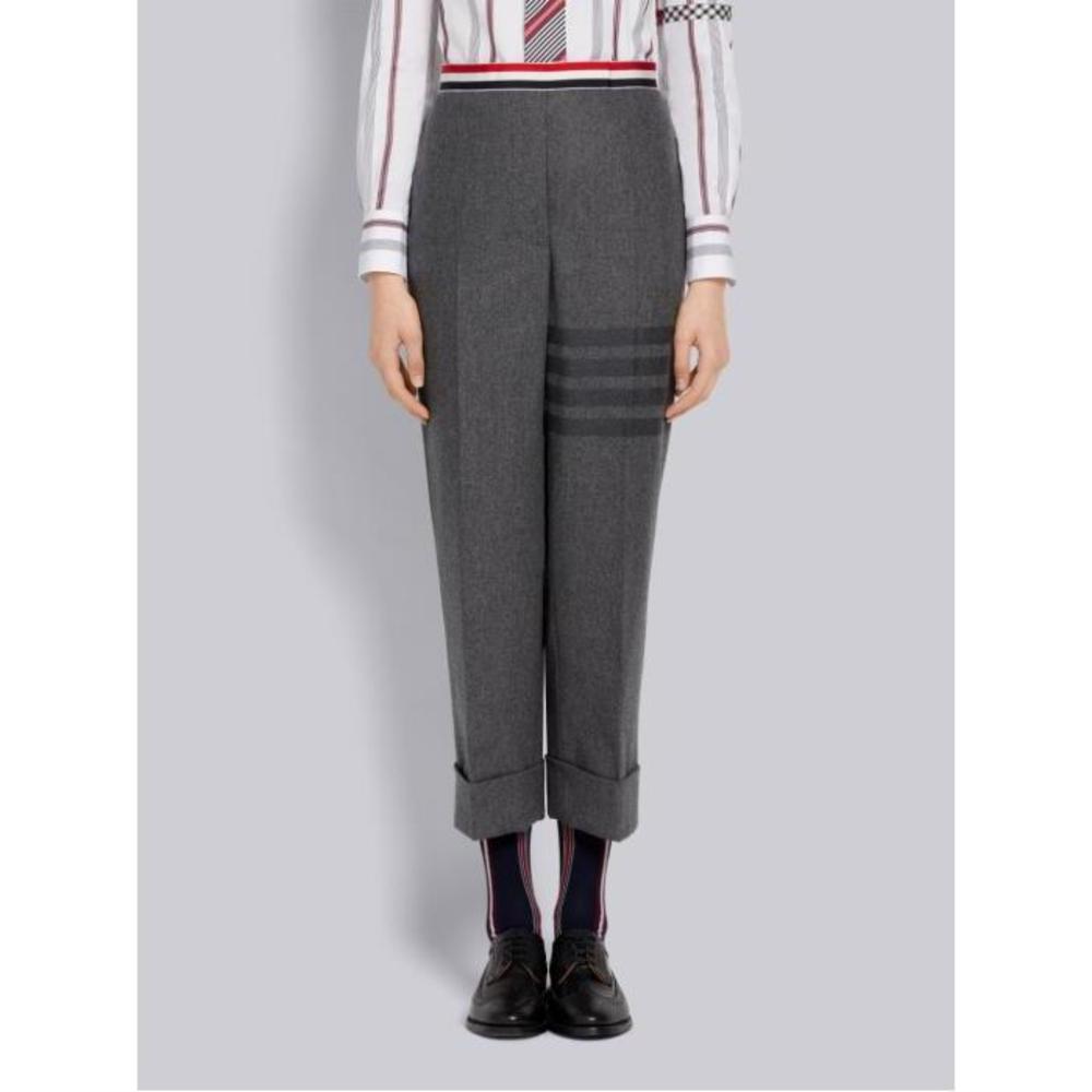 톰브라운 여성 바지 데님 Medium Grey Wool Flannel Grosgrain Stripe Waistband Classic Backstrap Trouser FTC419A-06393-035이끌라톰브라운