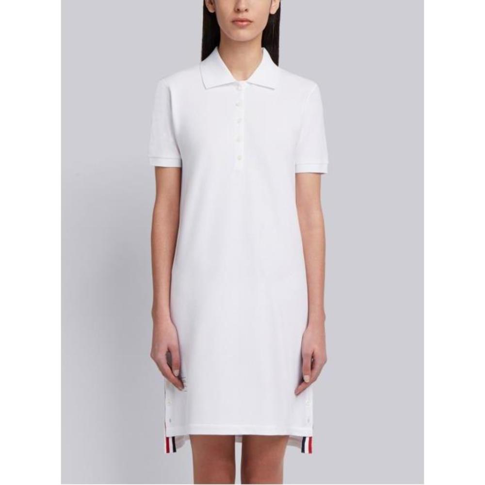 톰브라운 여성 원피스 White Classic Cotton Pique Center Back Stripe A line Short Sleeve Polo Shirtdress FJD027A-00050100이끌라톰브라운