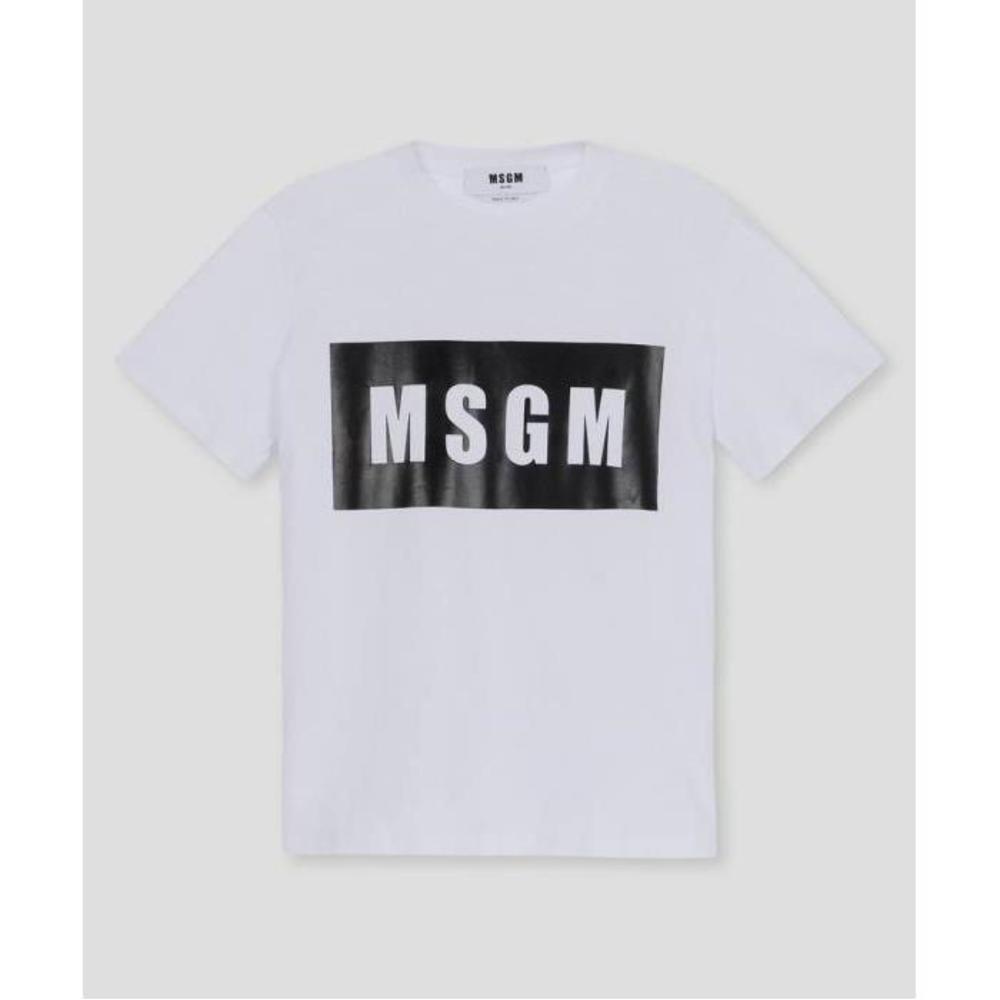 Msgm 여성 티셔츠 맨투맨 Crew neck T shirt with MSGM box logo 2000MDM520-200002-01이끌라MSGM