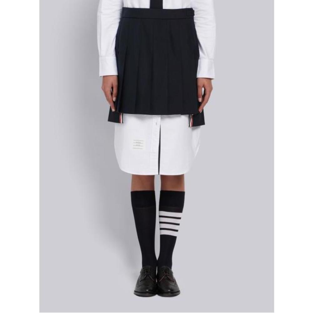 톰브라운 여성 스커트 Navy School Uniform Plain Weave Grosgrain Stripe Dropped Back Pleated Mini Skirt FGC402A-02872-415이끌라톰브라운