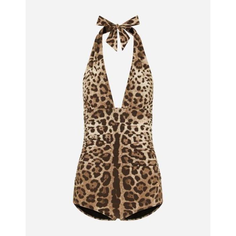 돌체앤가바나 여성 비치웨어 Leopard print one piece swimsuit with plunging neckline O9A06JFSGDMHY13M이끌라돌체 앤 가바나
