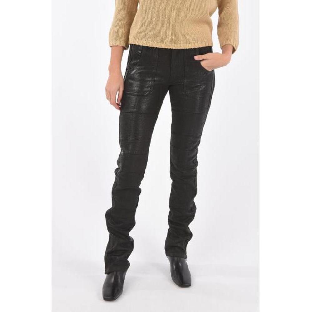 디젤 여성 바지 데님 BLACK GOLD Coated Wool PERKUNO Biker Pants with Ankle Zip P367904이끌라디젤