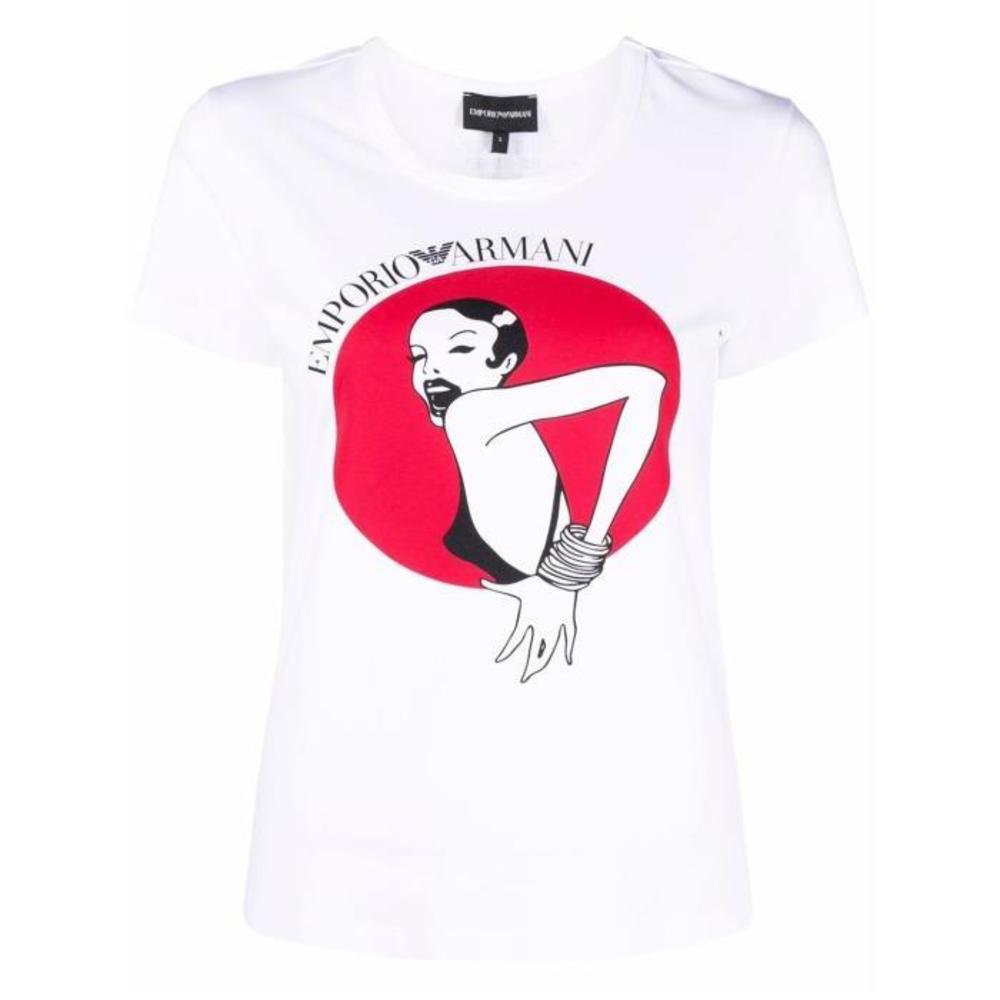 아르마니 여성 블라우스 셔츠 그래픽 프린트 로고 프린트 티셔츠 3L2T6K2J07Z이끌라아르마니