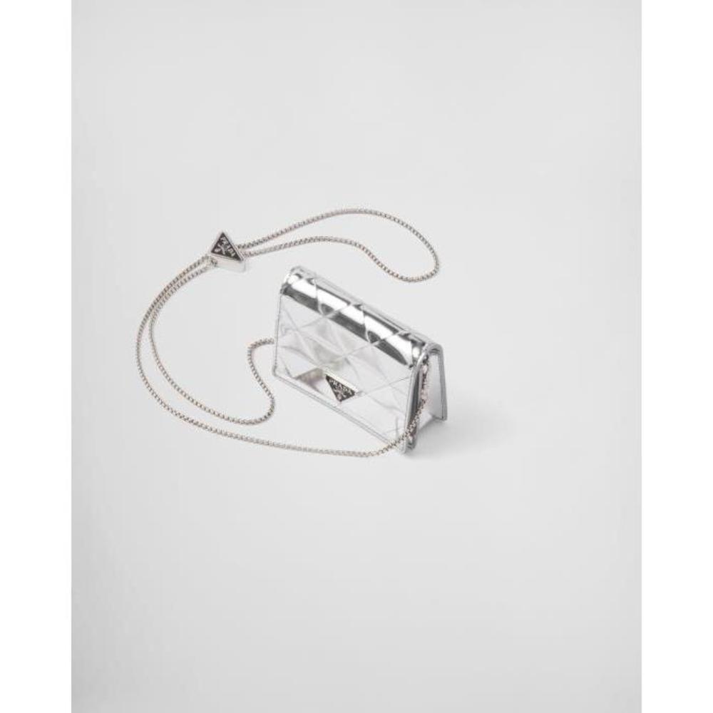 프라다 여성 카드지갑 1MR028_2D0F_F0118 Metallic leather card holder with shoulder strap이끌라프라다