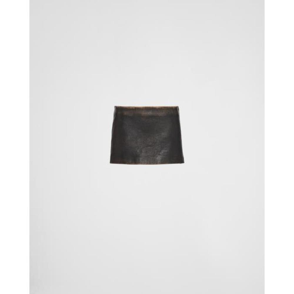 프라다 여성 스커트 51817_10YU_F0002 Leather miniskirt이끌라프라다