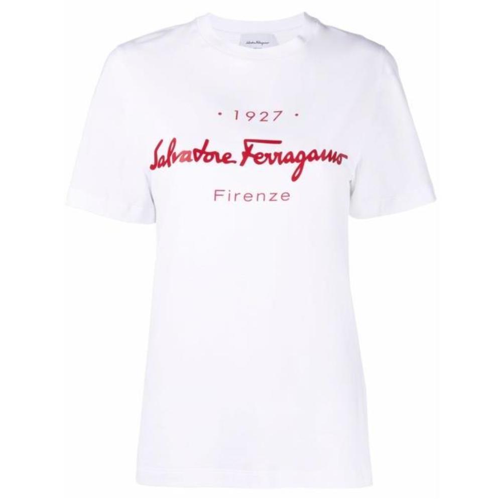 페라가모 여성 블라우스 셔츠 로고 프린트 반소매 티셔츠 751875이끌라페라가모