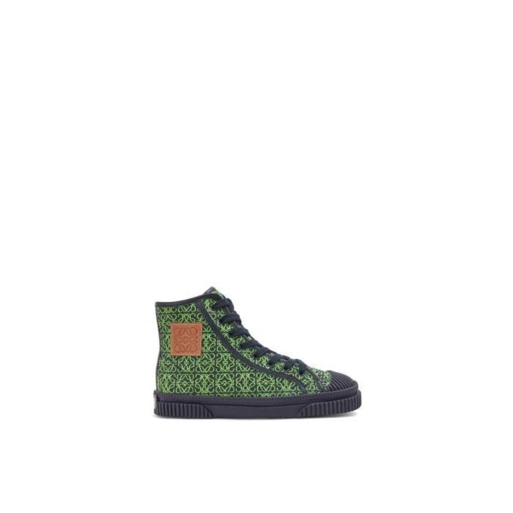 로에베 남성 스니커즈 운동화 High top sneaker in Anagram jacquard&amp;calfskin Apple Green/Deep Navy M816282X43이끌라로에베