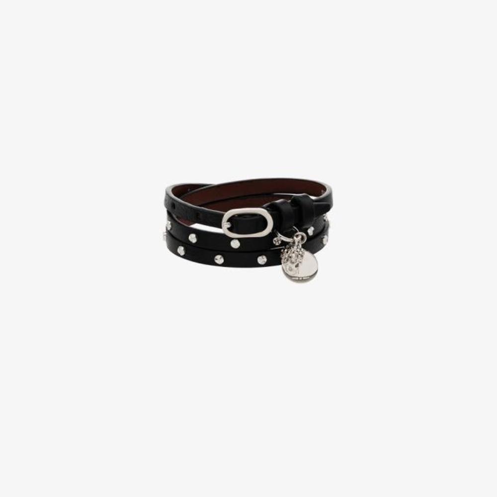 알렉산더맥퀸 여성 팔찌 black studded skull wrap leather bracelet 15340109_5511561ACPI이끌라알렉산더 맥퀸