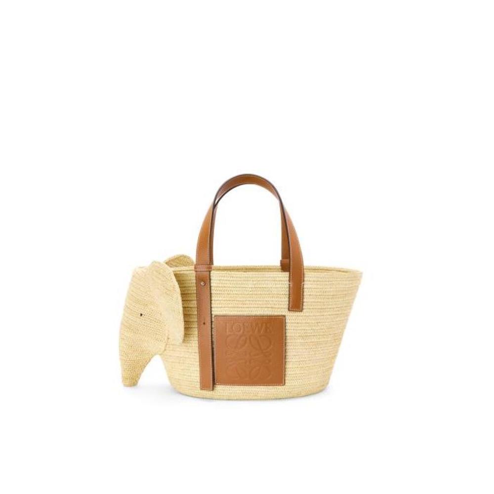 로에베 여성 토트백 탑핸들백 Elephant Basket bag in raffia&amp;calfskin Natural/Tan A546T21X01이끌라로에베