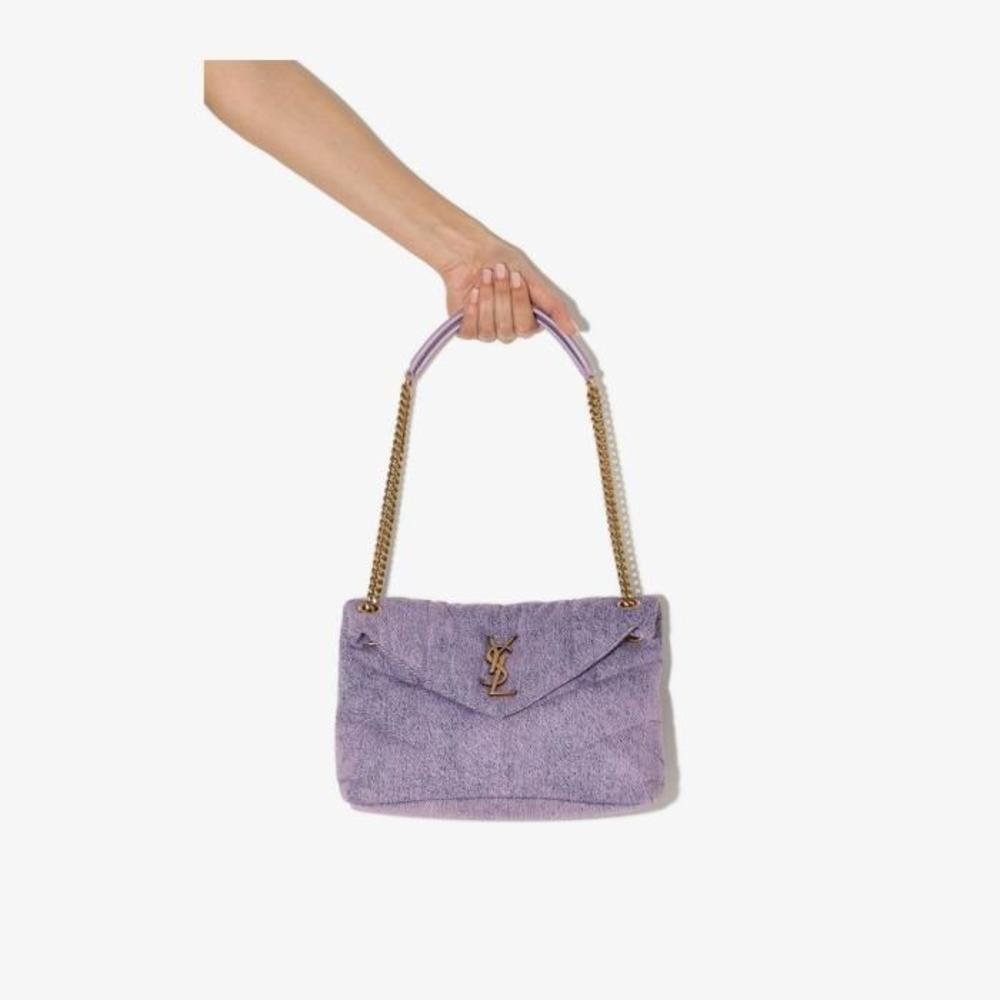 생로랑 여성 숄더백 크로스백 purple Loulou Puffer small denim shoulder bag 17556354_577476FAADY이끌라생로랑