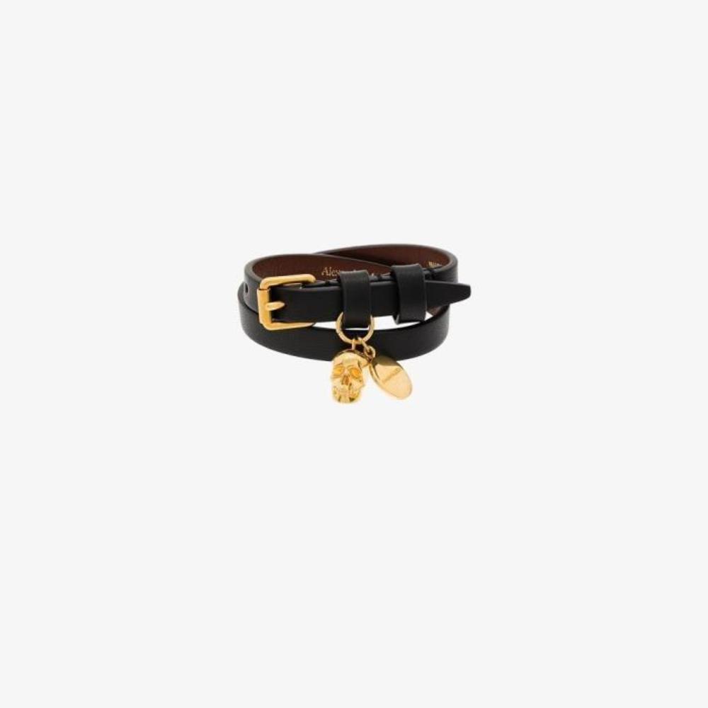 알렉산더맥퀸 여성 팔찌 black&amp;gold tone skull wrap leather bracelet 10923340_630990ASD0O이끌라알렉산더 맥퀸