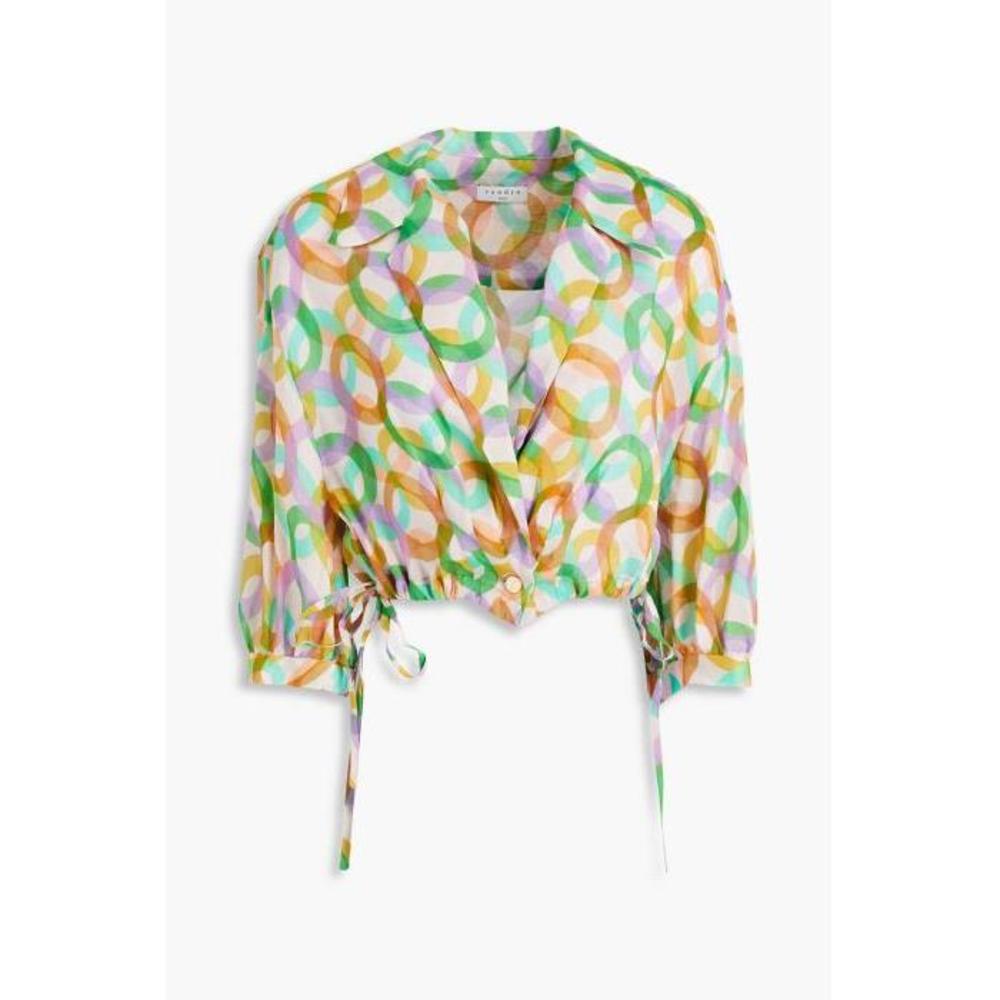 산드로 여성 블라우스 셔츠 Philippine cropped printed linen&amp;silk blend crepon shirt 38063312419989850이끌라산드로