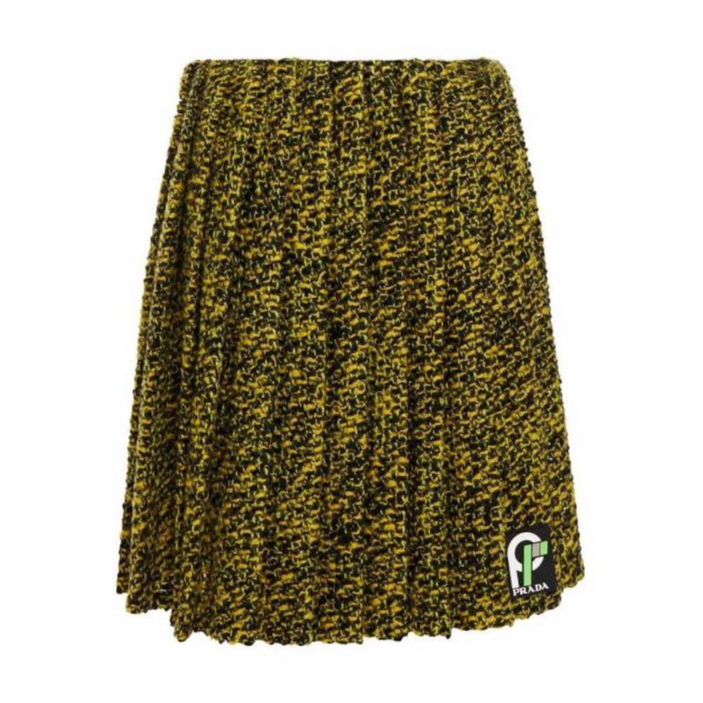 프라다 여성 스커트 Appliqued printed pleated wool blend mini wrap skirt 22250442026221555이끌라프라다