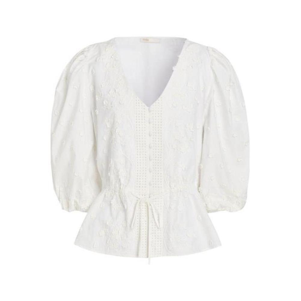 마쥬 여성 블라우스 셔츠 Loxitane appliqued gathered cotton poplin blouse 38063312417927200이끌라마쥬