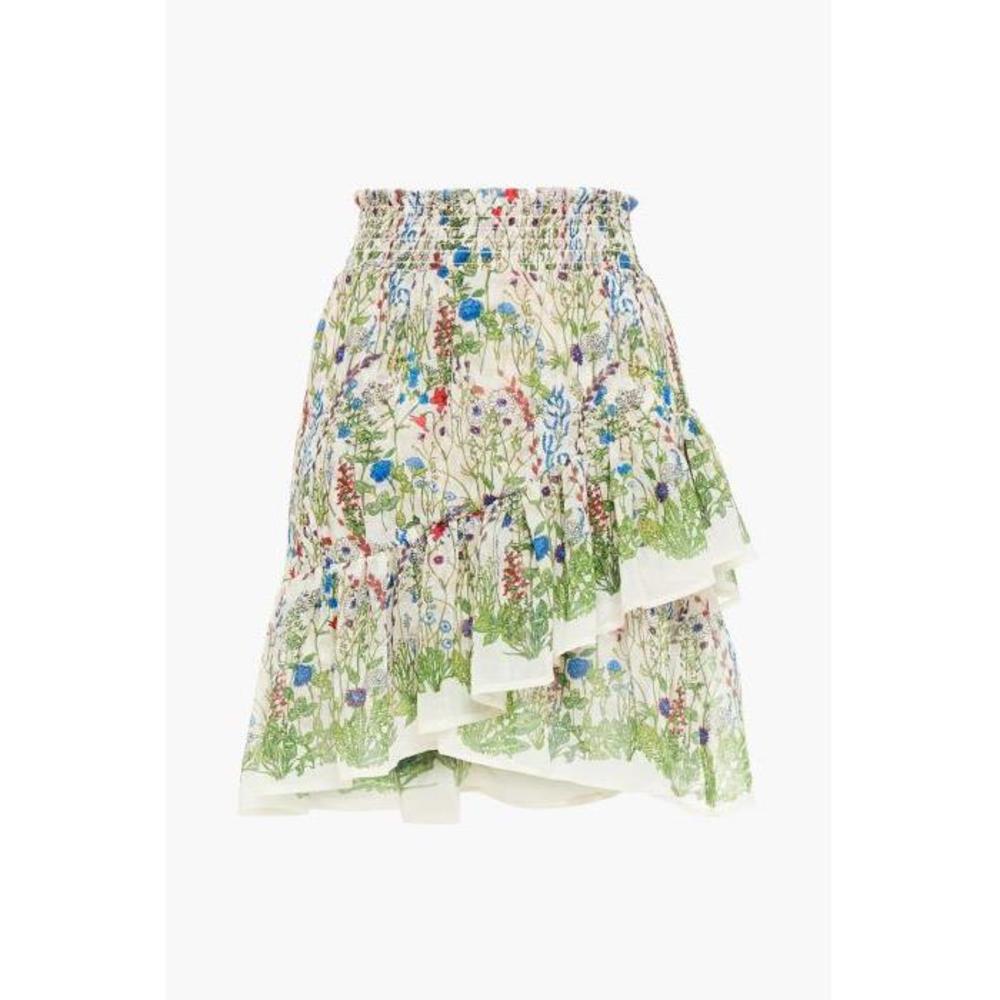 마쥬 여성 스커트 Jonquille ruffled floral print crepe de chine mini skirt 6630340696494500이끌라마쥬