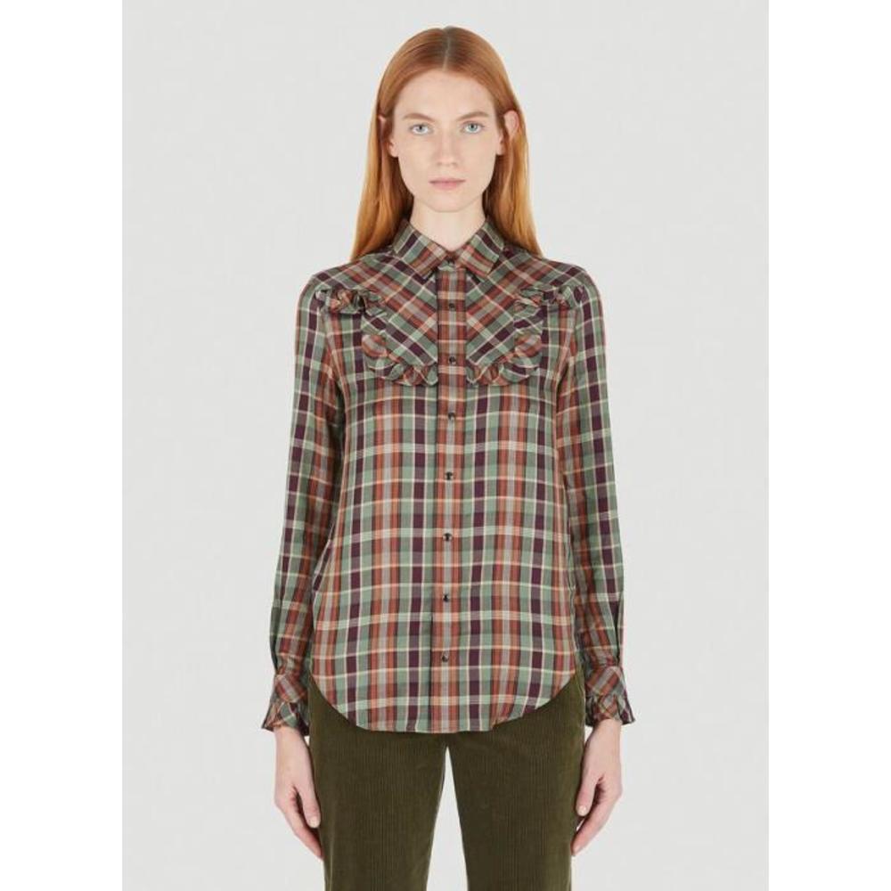 생로랑 여성 블라우스 셔츠 Bib Check Shirt in Multicolour sla0245024bur이끌라생로랑