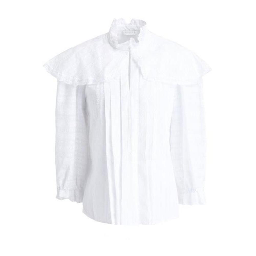 산드로 여성 블라우스 셔츠 Faune pleated embroidered cotton blouse 38063312419744211이끌라산드로