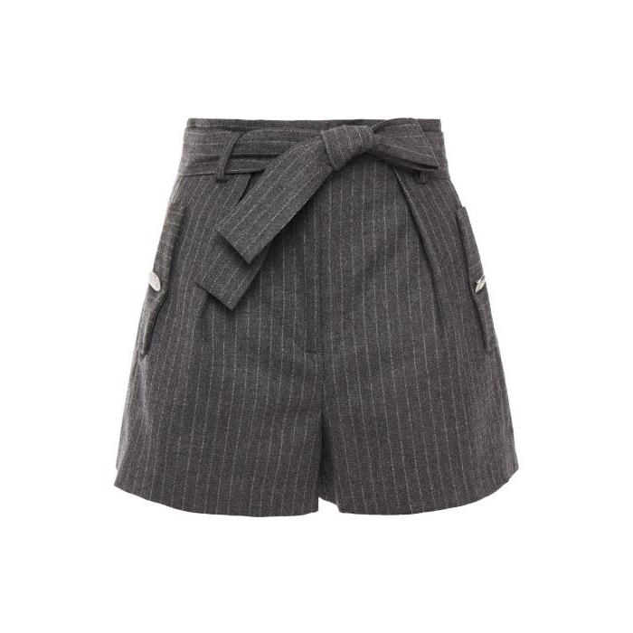 마쥬 여성 바지 데님 Belted pinstriped wool&amp;cashmere blend shorts 24062987016541074이끌라마쥬