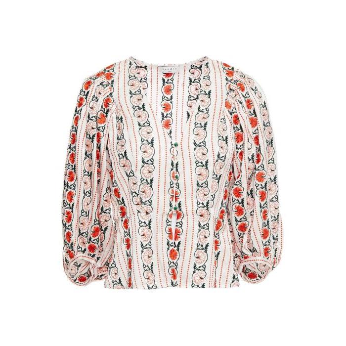 산드로 여성 티셔츠 맨투맨 Coven embroidered satin jacquard top 9649229528713595이끌라산드로