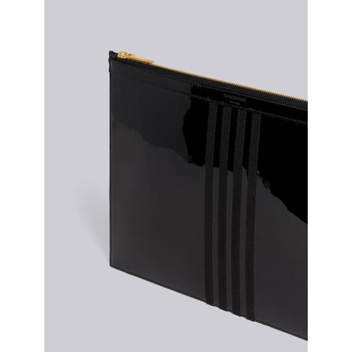 톰브라운 남성 클러치 Black Soft Patent Leather Grosgrain 4 Bar Medium Document Holder MAW266A-00216-001이끌라톰브라운