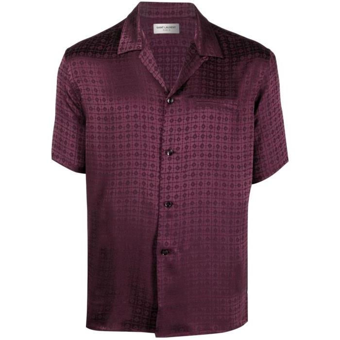 생로랑 남성 셔츠 Purple Short Sleeved Silk Shirt 18786784_531956Y1F24이끌라생로랑