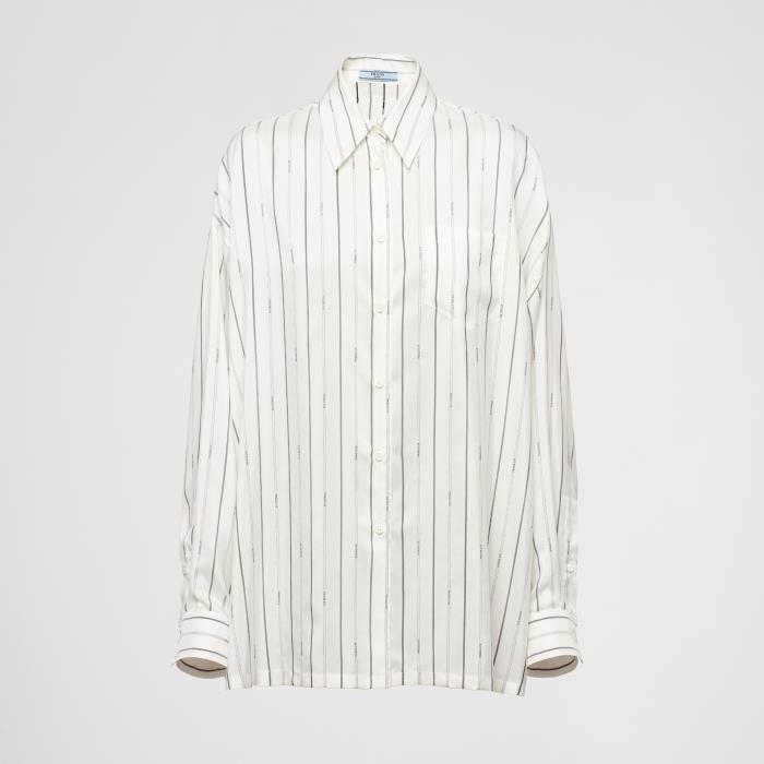 프라다 여성 블라우스 셔츠 P495FG_1TK8_F0304_S_222 Striped jacquard pongee shirt이끌라프라다