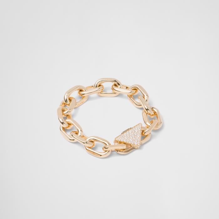 프라다 여성 팔찌 1JB401_2FKN_F00Y4 Eternal Gold chain bracelet in yellow with diamonds이끌라프라다