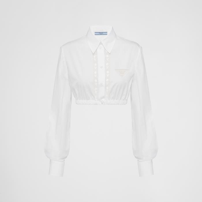 프라다 여성 블라우스 셔츠 P411GR_11LL_F0009_S_222 Embroidered poplin shirt이끌라프라다