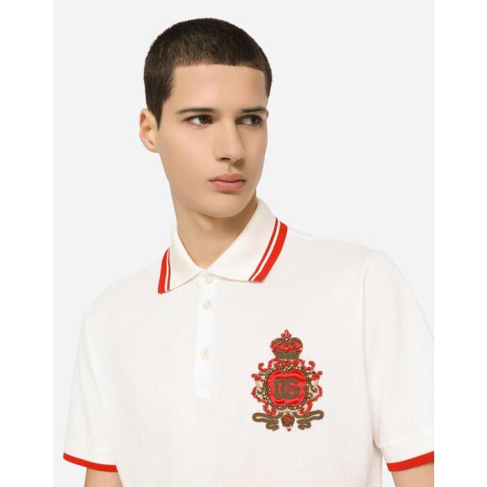 돌체앤가바나 남성 티셔츠 맨투맨 Cotton pique polo shirt with heraldic patch G8OS1ZFU7ENW0111이끌라돌체 앤 가바나
