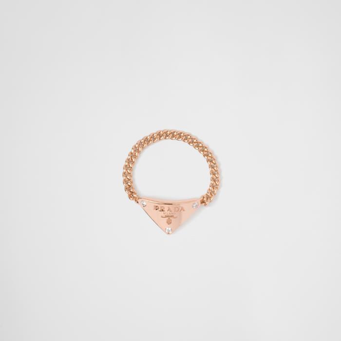 프라다 여성 반지 1JA114_2FPD_F02Z2 Eternal Gold chain ring in pink with diamonds이끌라프라다