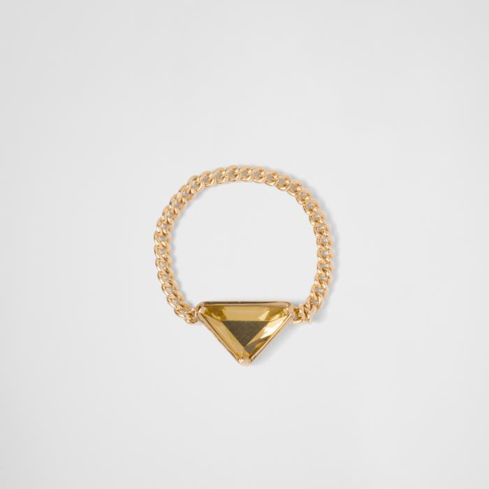 프라다 여성 반지 1JA111_2FLD_F02B4 Eternal Gold chain ring in yellow with green quartz이끌라프라다