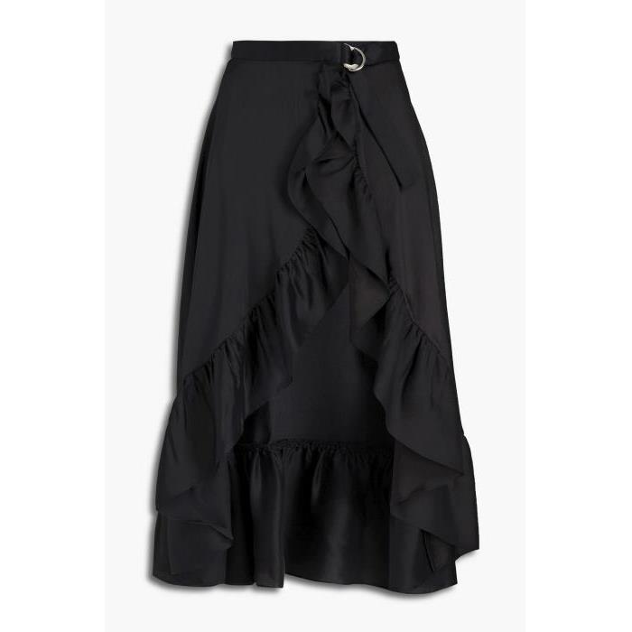 산드로 여성 스커트 Black Ilona ruffled satin twill mini skirt | SANDRO | THE OUTNET 38063312419883688이끌라산드로