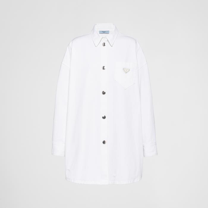 프라다 여성 블라우스 셔츠 GFC036_1ZSK_F01CD_S_212 Oversized organic denim shirt이끌라프라다