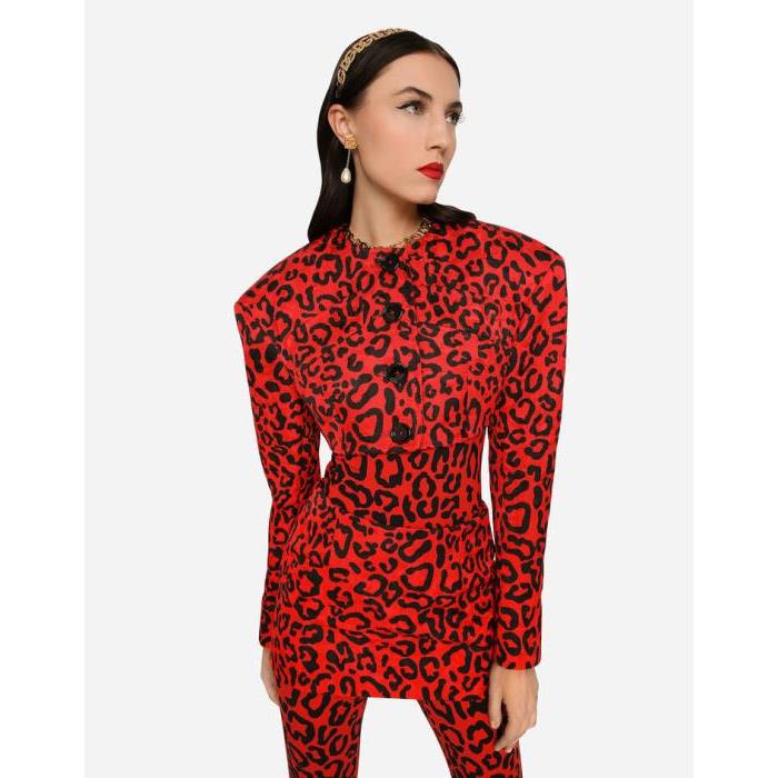 돌체앤가바나 여성 자켓 블레이저 Cropped leopard print brocade jacket F26R8TFSTBAHSYJN이끌라돌체 앤 가바나