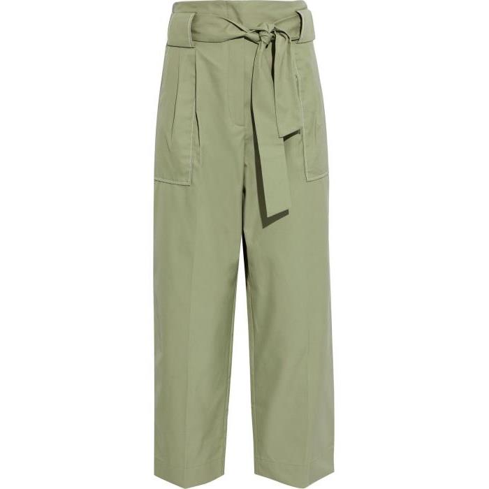 산드로 여성 바지 데님 Army green Liane cropped belted pleated cotton twill straight leg pants | SANDRO | THE OUTNET 22250442025903278이끌라산드로