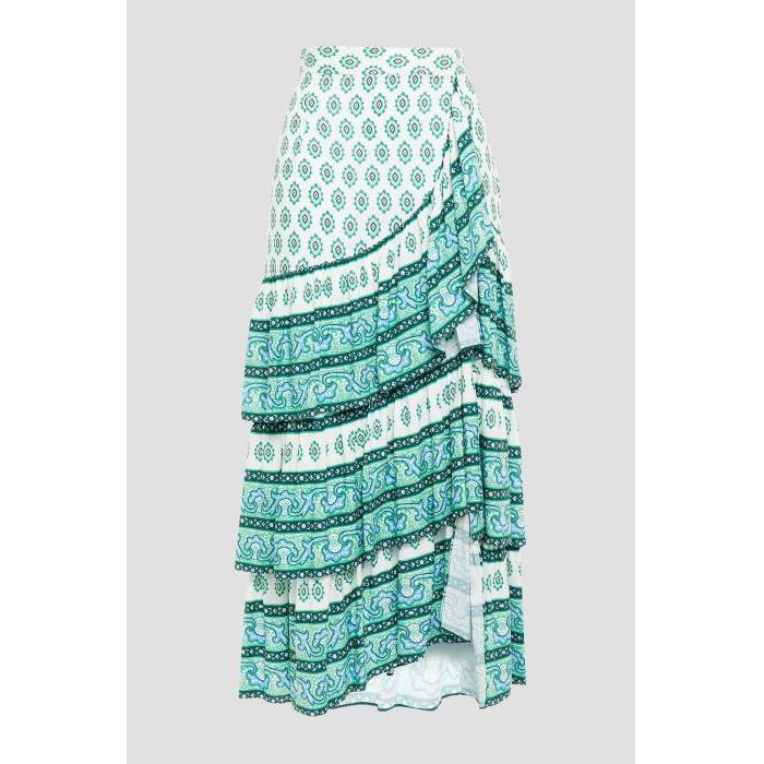 산드로 여성 스커트 White Tiered printed woven midi skirt | SANDRO | THE OUTNET 25185454455674592이끌라산드로