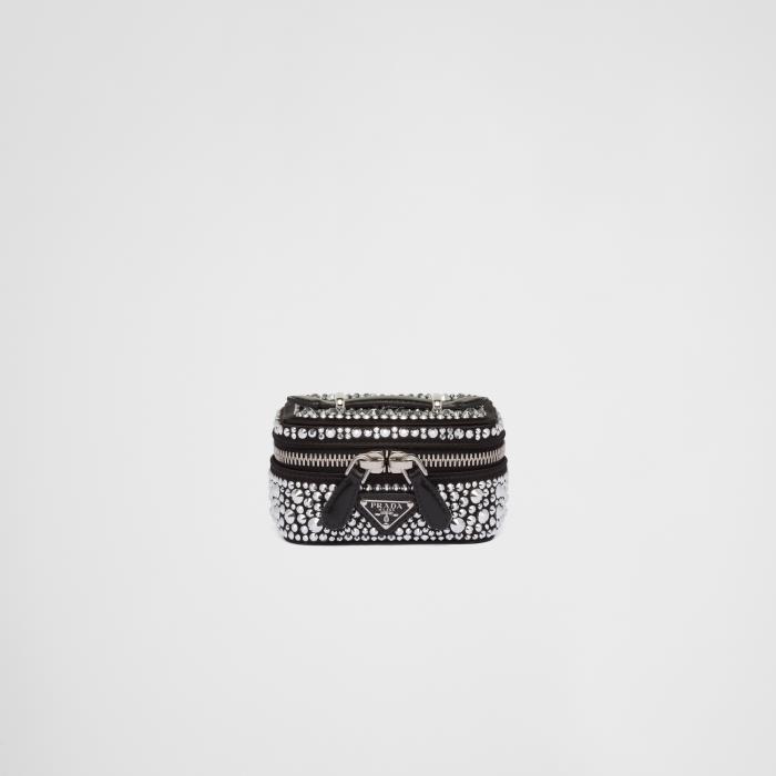 프라다 여성 파우치 1RM016_2D0H_F063R Satin jewelry beauty case with crystals이끌라프라다