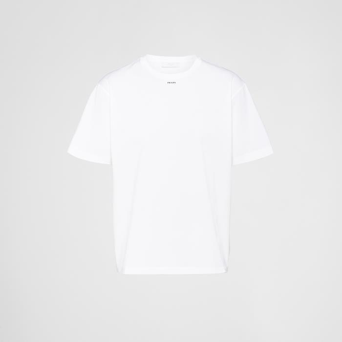 프라다 남성 티셔츠 맨투맨 UJN843_12TQ_F0009_S_231 Stretch cotton T shirt with logo이끌라프라다