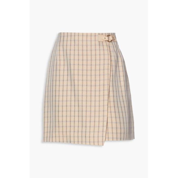 산드로 여성 스커트 SANDRO Meredith checked twill mini wrap skirt | Sale up to 70% off | THE OUTNET 38063312419905004이끌라산드로