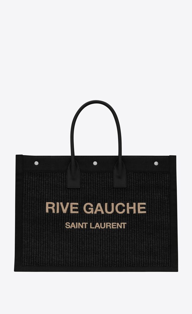 생로랑 남성 토트백 탑핸들백 5094152M21E1050 rive gauche large tote bag in embroidered raffia and leather이끌라생로랑