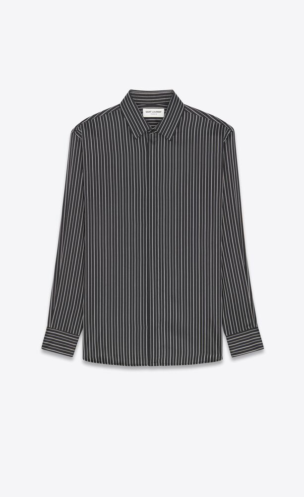 생로랑 남성 셔츠 646850Y1F581095 yves collar classic shirt in striped silk이끌라생로랑