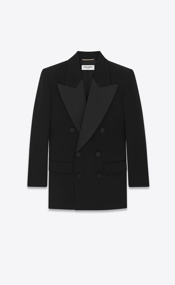생로랑 여성 자켓 블레이저 718396Y7E631000 double breasted tuxedo jacket in grain de poudre이끌라생로랑
